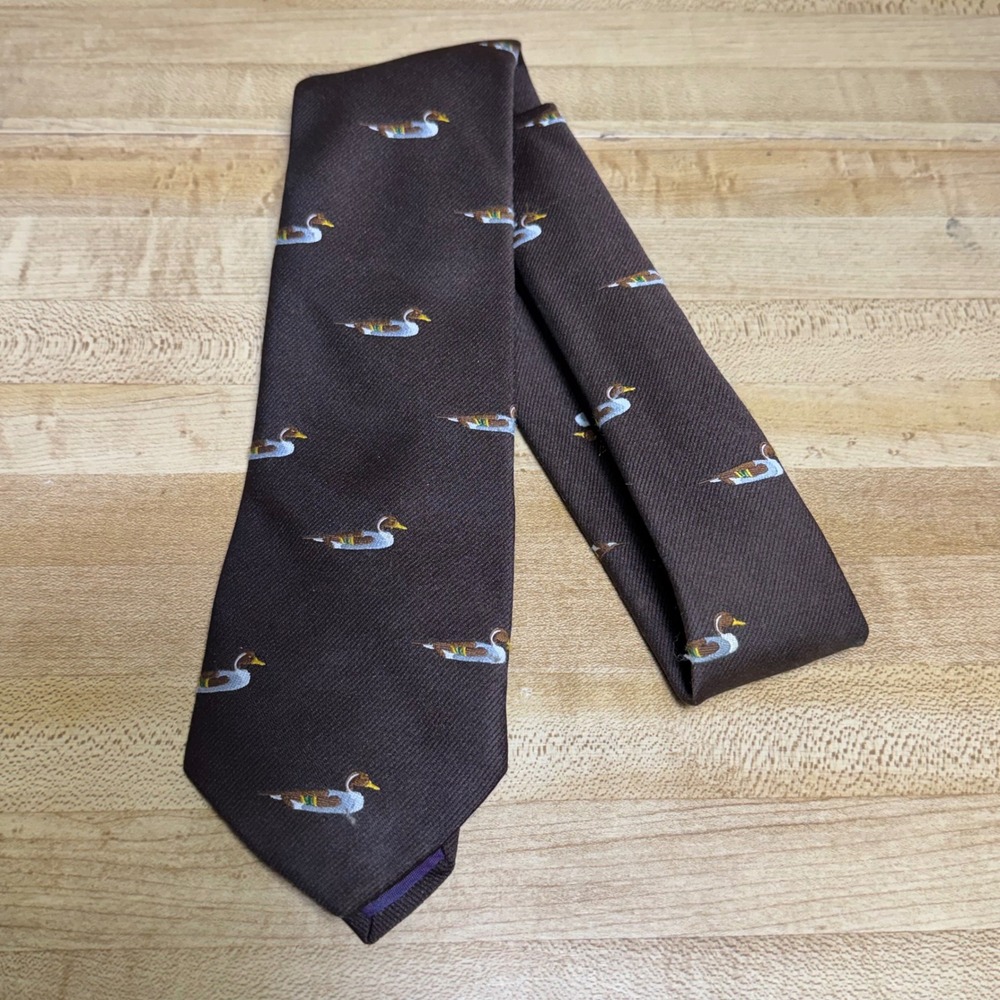 National Wildlife Federation Mens Brown Mallard Duck Silk Blend Necktie Tie